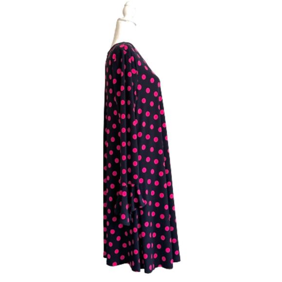 Est. 1946 Dress Dark Blue Pink Polka Dots Long Bell Sleeves Swing Large NEW - Picture 6 of 11